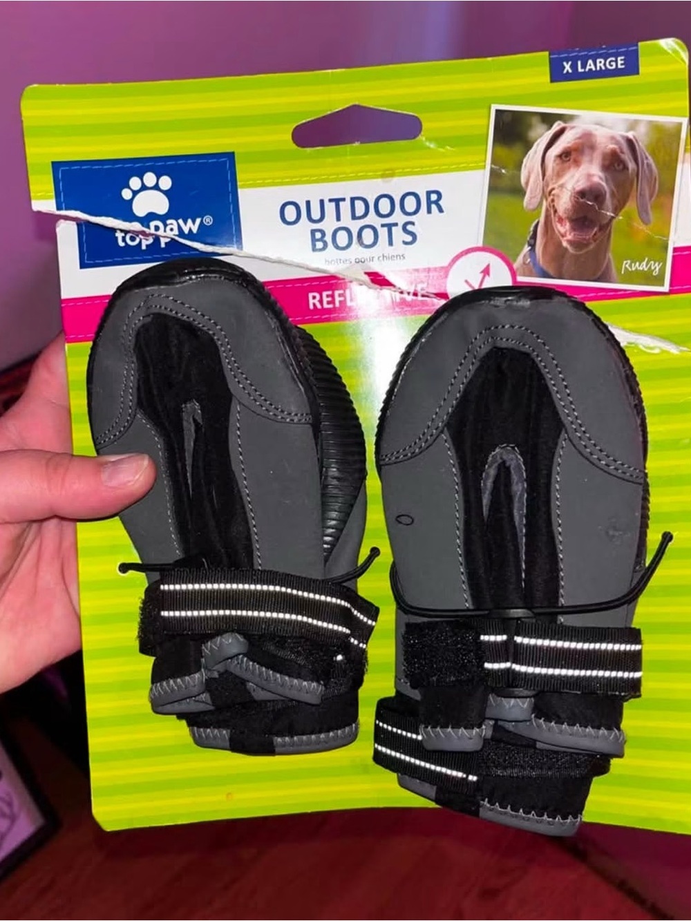 Top Paw Outdoor Reflective Dog Boots - Gray & Black